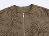 Women Faux Suede Embroidery Jacket Vintage Long Sleeve O Neck Loose Outerwear Short Autumn Winter Coat