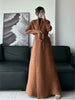 Solid Color Cardigan Long Robe Folded Windbreaker For Women Loose Casual Coffee Long Coat 2DB2952