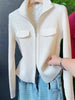 Zipper Short Knitted Cardigan Sweater Women's Spring Autumn Korean Versatile Coat Top Turn-Down Sweater Solid