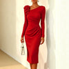 Banquet Dress for Women Elegant Sweet 3D Flower Ruched Bodycon Midi Robe Female Party Prom Vestidos Evening Gown Lady