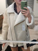 Winter Coats Women Thickness Faux Leather Fur Sheepskin Female Fur Leather Jacket Aviator Outwear Casaco Feminino