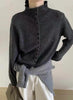 Soft Comfortable Stand-Up Collar Sweater Cardigan Women Simple Single Breasted Cardigans Coat Autumn Solid Knitted Outerwear