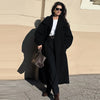 Chic Stand Collar Long Woolen Coats Women Loose Puff Sleeve Single Breasted Solid Warm Overcoat Autumn Winter Lady Outwear