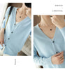 100% Cotton Women's Long Sleeve Top V-neck Coat Knitwear Cropped Coat Cardigans Sweaters Solid Casual 202