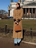 Chic Suede Women's Windbreaker Leather Patchwork Turn-Down Collar Single Breasted Waist-Closed Long Coat Autumn Lady Jacket