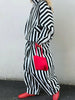 Vertical Stripe Two Piece Outfit Stand Collar Zip Up Jacket Elastic Waist Wide Leg Pants Loose Women Casual High Street Set