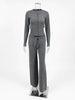 Fall Winter Knitted Suit Solid Cardigan Top Women's O neck Knitted Sweater Straight Trousers Two Piece Set Casual