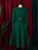Autumn Stylish Women Evening Party Dress Long Puff Sleeve Elegant Pleated A-Line Gowns Birthday Wedding Celebrate Robes