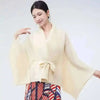 Women's Pleated Coat Loose Lapel Lace Up Irregular Solid Color Casual Versatile Cape Female Spring 2DE431