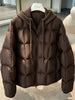 Women Parkas Knitted Hooded Puff Cotton-padded Jacket Fake Two Pieces Loose Warm Thicke Cotton Coat Female Outerwear Overcoat