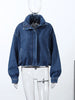 Chic Stand Collar Denim Cropped Jackets Women Loose Zipper Pockets Full Sleeve Female Coats Spring Lady Outwear Street