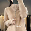 Knitted Cardigan Jacket Women Spring Autumn Flip Collar Female Appear Thin Long Sleeve Slim Ladies Sweater Coat