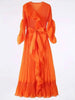 Chic Pleated Women's Dress Irregular Ruched Patchwork Design V Collar Niche Elastic Loose Lace Up Clothing 2DB1191