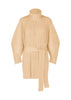 Pleated High Neck Single Breasted Waistband Long Jacket Women Soft Comfortable Coats