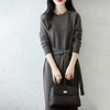 Women Wool Dress Sweater 100% Merino Wool Knitted Self-belt Long Skirt Autumn Winter Round Neck Pullover Cashmere Straight Skirt