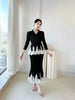 Lace Spliced Design Women's Pleated Fake Two Pieces Dresses With Fishtail Hem Design Pullover Famale Clothing DB6661