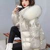 Winter Warm Duck Down Jacket Women's Clothes Glossy Fur collar Thicken Parka Short Down Coat Female
