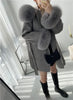 Woolen Coat Oversize Ladies Outerwear Winter Women Natural Fox Fur Collar Cuffs Jacket Hood Cashmere Wool