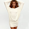 Autumn Girl Off Shoulder Pullover Women's Clothing Solid Color Long Sleeved Loose Casual Slim Pleated Hug Hips Short Dress
