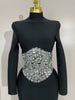 Elegant Sparkly Diamonds Long Sleeves Bodycon Long Bandage Dress Women Evening Prom Birthday Party Wedding Guest Gowns