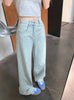 Women Blue Baggy Plaid Jeans Vintage Y2k Cowboy Pants Harajuku Aesthetic Denim Trousers Trashy Japanese 2000s Style Clothes