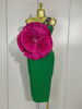 Women Sparkly Crystal Sexy One Shoulder Big Rosered Florals Green Bodycon Bandage Dress Elegant Celebrity Party Cocktail Dress