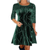 Women's Print Casual Christmas Dress Vintage Chic Pattern Mini Dresses Autumn Winter Sequins Club Party Dress