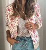 Women Elegant Zipper Jacket Spring Autumn Floral Printed Jackets Office Wear Slim Office Coat Retro Outwear