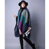 Thicken Winter Shawl Wraps Cape Women Fall Ponchos Plus Size Block Plaid Open Front Sweater Fleece Scarf Coat Holiday Outfits