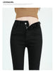 Winter Fleece Women's Flare Pants Retro Slim High Waist Elastic Cotton Thick Warm Denim Pants Korean Female Clothes