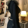 Autumn Winter Faux Fur Collar Solid Hooded Coats Women Casual Slim Waist Zip Hoodies Gothic Jackets Chic Streetwear