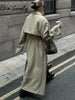Urban Solid Double Breasted Long Women Coat Loose Full Sleeve Belt Double Breasted Female Jacket Autumn Winter Lady Top