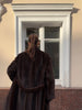 Casual Brown Lace Up Faux Fur Coat Women Turtleneck Full Sleeve Fluffy Loose Striped Long Coats Lady Winter Daily Street Jacket