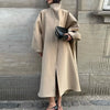 Women's Elegant Autumn Winter Overcoat Bat Sleeve Loose Solid Long Jacket Stand Collar Outwears Female Streetwears