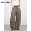 Women Jeans Loose Casual High Waist Wide Leg Denim Pants Paisley Female Trousers Spring Autumn