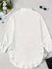 Solid Mini Party Prom White Mini Dresses Women Falbala Lapel Long Sleeve Casual Shirts Casual Vintage Blouses