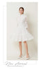 French Elegant Lace Splicing Waist Lantern Sleeve Dress Vintage High Collar Princess Dress Organza Cocktail Women's Wear