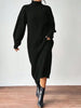 Winter Knit Dresses Women Turtleneck Straight Long Dress Autumn Solid Full Sleeve Thick Casual Vestidos Basis Lady