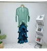 French Irregular Women's Pleated Dress O-neck Tie Three Quarter Sleeve Temperament Cake Dresses Spring 2DE172