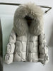 Lagabogy Big Natural Fox Fur Puffer Jacket Winter Clothes Women Thick Warm White Duck Down Coat Female Real Fur Parker