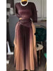 Niche Chic Printting Pleated Women's Two Pieces Set Irregular Pullover Top And Elastic Waist Wide Leg Pants 2DB3867