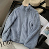 Korean style Coat Women Autumn Winter Women's Long Plush Fleece Zipper Jacket Women Fur Cardigan Coat