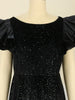 Women Glitter Dress Elegant Black Fishtail Sequin Maxi Dresses Vintage Ruffle Sleeve Party Celebrity Wedding Guest Dresses Robe