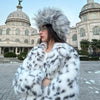 Cool Girls Faux Fur Coat Long Belted Leopard Print Fox Fur Outerwears Women Autumn Winter Thick Warm Soft Fluffy Overcoat