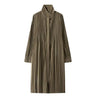 Black Pleated Stand Collar Longline Coat, Lightweight Wrinkle-Resistant Women's Casual Daily Office Commute Travel Outerwear