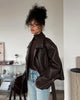 Casual Black Leather Lace Up Short Jacket Women Long Sleeve Zipper Lapel Loose Button Coat Lady Daily High Street Outerwear