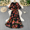 Sexy chic puff sleeve slim Criss-Cross A-line dress Chic Vintage Women Casual women clothing
