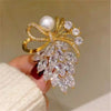Rhinestone Flowers Imitation Pearl Brooches Women Sparkling Zircon Bowknot Brooch Pin Scarf Coat Suit Accessories Jewelry