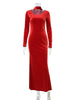 Velvet Scarf Solid Elegant Women Dresses Winter U Neck Long Sleeve Sheath Bodycon Hip Wrap Sexy Club Female Slim