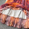 Retro Elegant Autumn Edible Tree Fungus Patchwork Long Sleeves Print Chiffon Dress A-line French Vintage Vacation Women Dresses